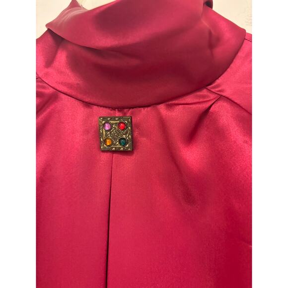 Jordan Vintage Red Long Sleeve Turtleneck Button Back Blouse Size 6 - Picture 3 of 6